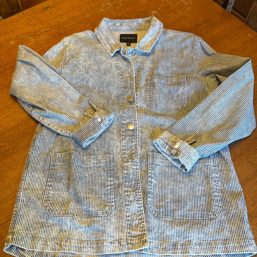 Anthropologie Faded denim Chore Coat Sz M